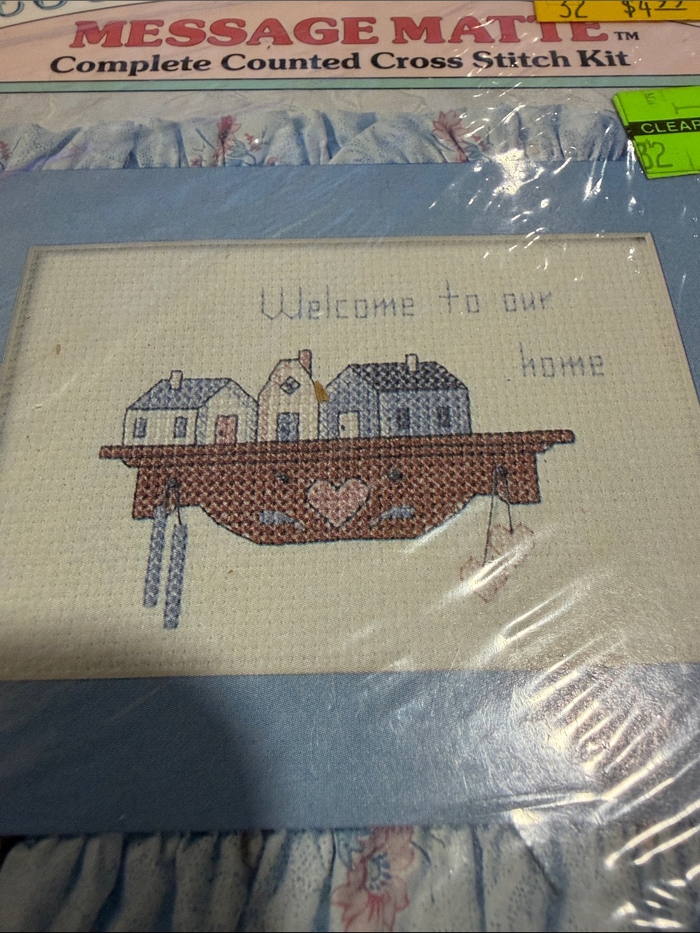 Blue Message Mat Complete Cross Stitch Kit - Picture 2 of 3